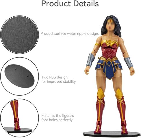 60PCS 6 inch Action Figure Display Stand, Toy Support Holder Display Stand with Peg, Compatible with 1/12 Scale Mavel Legends Series/Gi Jeo Classified Series/D C/Mo tu Figures, Black Square in Saudi Arabia