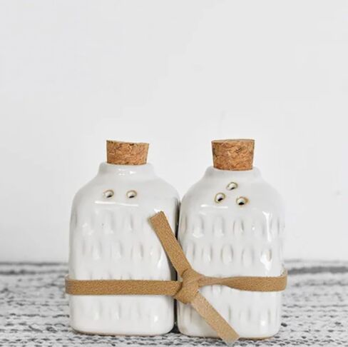 Mini Pitcher Cork Top, White 3.35 x 2.76 Inches Glazed Ceramic Salt-N-Pepper Shaker Set in Saudi Arabia
