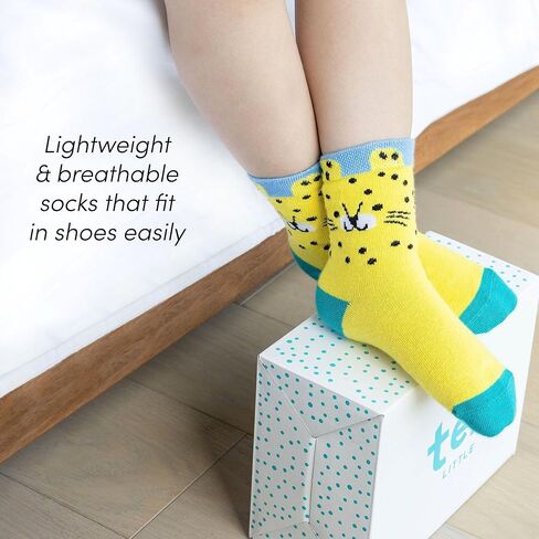 Ten Little First Walker Kids’ Shoes & Crew Socks Bundle for Baby & Toddler Boys & Girls, Ocean Blue Shoe Size 4, Crew Socks with Non-Skid Grips 4 Pk in Kuwait