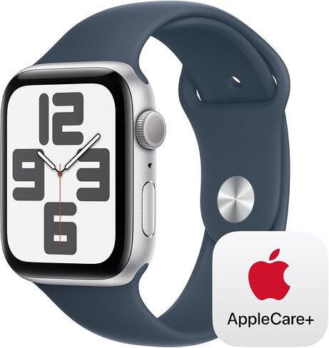 Apple Watch SE GPS 44mm Silver Aluminum Case with Storm Blue Sport Band - S/M in Saudi Arabia