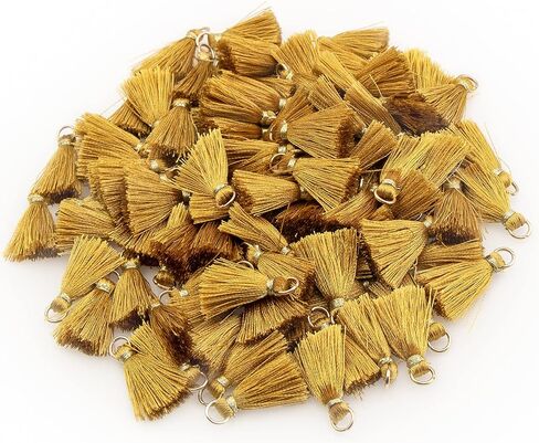 VAPKER 100Pcs 0.8Inch/2CM Mini Tassels Gold Tassel Tiny Handmade Craft Tassels with Gold Jump Ring for Earring Jewelry Necklace Making Accessories DIY in Saudi Arabia