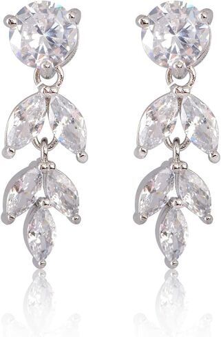 Cubic Zirconia Cluster Wedding Earrings for Brides Bridesmaids Elegant Round Marquise CZ Bridal Jewelry Crystal Dangling Drop Earrings for Women Girls Costume Jewelry Gift in Saudi Arabia