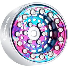 4PCS Splash Anodizing Aluminum Deep Dish 1.0 Inch Beadlock Wheels Hubs for 1/24 Axial SCX24 AX24 FCX24 TRAXXAS TRX4M Redcat Ascent-18 1/18 RC Crawler Car Upgrades