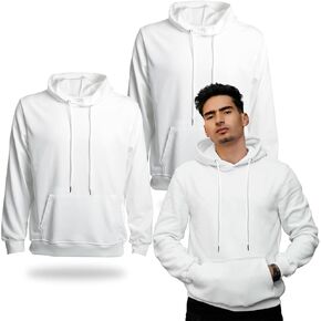 2 Pack Polyester Adult Hoodies for Sublimation White Blank Hooded Sweatshirt