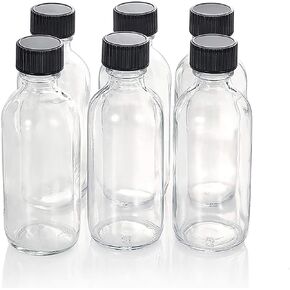 6 Pack Shot Bottles with Caps, 2 oz Glass Jars with Lids, Ginger Shots Bottles, Mini Glass Bottles or Decorative Bottles for Ginger, Vanilla Extract, Cinnamon, Honey, Cayenne, Wellness Shot, Hot Sauce