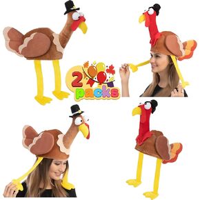 JOYIN 2PCS Turkey Gobbler Hats, Turkey Trots Dress Up Party,Thanksgiving Novelty Hats Role Play & Carnival Cosplay,Thanksgiving Costume Hats, Thanksgiving Accessories,Thanksgiving Party Favor Supplies