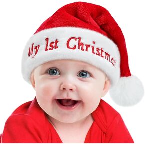 RJVW Baby Santa Hat: Christmas Hat for Infant, Baby Xmas Holiday Hat, Classic Santa Claus Hat for Christmas New Year Party