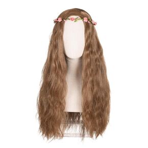 Mixed Brown Cosplay Tiger King Wigs for Women,With Braid Long Wavy Girl Princess Costume Wig,Suitable for Daily Wear and Masquerade