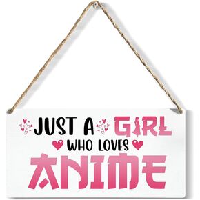 Funny Just a Girl Who Loves Anime Wood Sign Rustic Anime Lovers Wooden Hanging Plaque for Home Living Room Girl Bedroom Wall Art Decoration 6 x 12 Inches Present in Kuwait