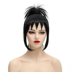 Black Long Wavy Cosplay Wigs with Layered Bangs Shoulder Length Wavy Synthetic Wig for Women Daily Use Anime Party Halloween Costume