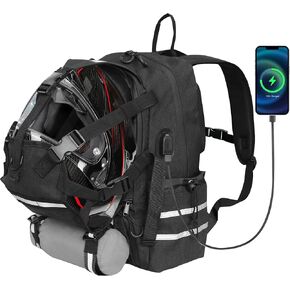 Motorcycle Backpack, Motorcycle Helmet Backpacks for Women, Men, Riding Backpack Motorcycle with Large Capacity Reflective, Long Distance Travel Backpack (Black)