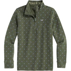 vineyard vines Boys' Saltwater Quarter-Zip, Forest Olive Football