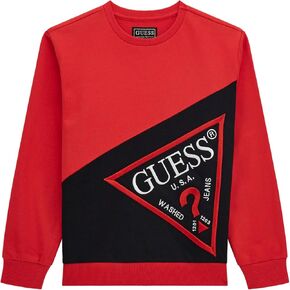 GUESS Boys' Eco Fleece Contrast Crew Neck Sweatshirt