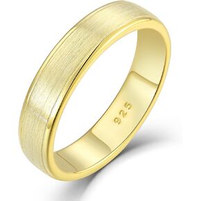 STARCHENIE 5mm Wedding Band Solid 925 Sterling Silver Ring for Men & Women Brushed Matte Finish Beveled Polished Edge Comfort Fit