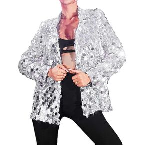 GORAIS Women Sequin Jacket Long Sleeve Sparkly Blazer Jackets Open Front Night Club Party Dot Coat