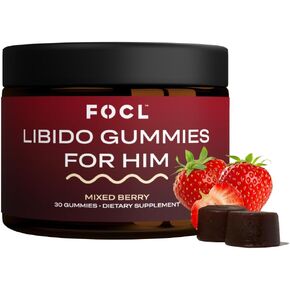 FOCL Female Libido Booster for Women - Boost Desire, Arousal, Energy, Helps Promote Hormone Balance - Horny Goat Weed, Fenugreek & Green Tea (30 Gummies Strawberry Cream)
