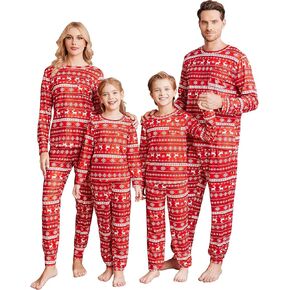 Ekouaer Christmas Pajamas for Family Matching Long Sleeve Holiday Pjs Loungewear 2 Piece Lounge Sets S-XXL