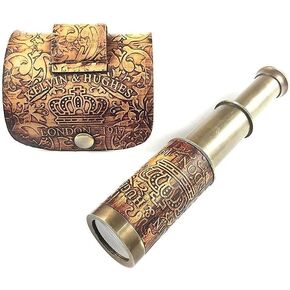 Nautical Handheld Pirate Brass Telescope with Box/Case, Sailor Home Decor Pirate Captain Boat Gift, Pirate Spyglass, Brass Collapsible Hand Telescope, Pirate Collectible & Decor (6", Kelvin & Hughes) in Saudi Arabia