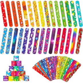 60 Pcs Slap Bracelets for Kids, 30 Styles Colorful Bulk Slap Wristbands - Animals Heart Galaxy Cute Slap Bracelets for Party Favors Classroom Prizes Exchanging Gifts