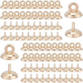 SUNNYCLUE 1 Box 40Pcs 4 Style 24K Gold Plated Bead Cap Pendant Bails Ball Pendant End Caps Bead Cap Bails Connector Findings for Jewelry Making Beginners Women Earring Necklace DIY Craft Supplies