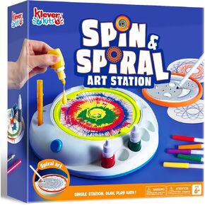 Klever Kits Paint Spin Art للأطفال، طقم الآلة، الفنون والحرف اليدوية للبنين والبنات، مجموعة هدايا فنية للأطفال من عمر 6 إلى 9 سنوات، مجموعات ألعاب الرسم الدوار للأولاد والبنات in Kuwait
