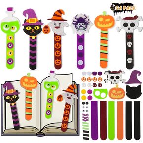 Letapapa Halloween Crafts for Kids Ages 4-8, 24 Pack Halloween Bookmarks DIY Crafts, Halloween Party Favors Trick or Treating, Goodie Bag Gifts Toys, Halloween Classroom Prizes for Kids Art Activities