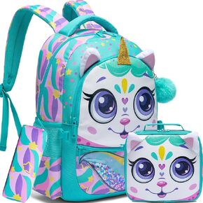 Meetbelify Backpacks for Girls School Bag Cute Girls Backpacks Ages 8-10 Kids Bookbag Set Travel Backpack for Preschool Kindergarten Elementary Students Backpack to School Supplies