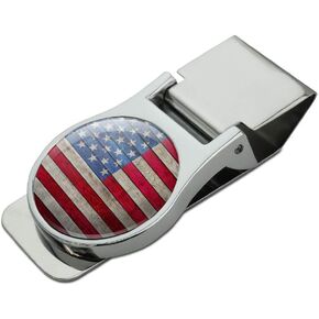 GRAPHICS & MORE Rustic American Flag Wood Grain Design Satin Chrome Plated Metal Money Clip