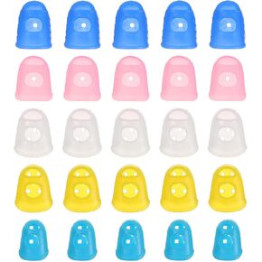 SEWACC 25 Pcs Rubber Fingers Tips Guard 5 Size Silicone Finger Pads Finger Protector Covers Caps for Paperwork Guitar Playing Cutting