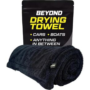 Beyond Drying Towel - Super Absorbent Large Premium Microfiber Detailing Towel for Cars and Boats - Twisted Loop Microfiber Technology - One-Pass Scratch and Streak Free Towel - 24" x 36" Black