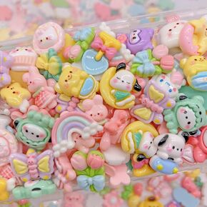 60pcs Slime Charms Cute Set, Bulk Mixed Resin Charms Set Ornament Scrapbooking