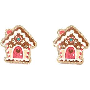 Christmas Theme Acrylic Stud Earrings Candy House Santa HoHoHo Piercing Studs Earring for Women Teen Girls Accessorices Cute Xmas Party Festive Jewelry Gifts Holiday