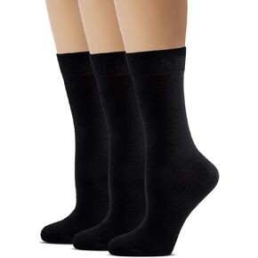 Womens Dress Socks, Bamboo Rayon Thin Soft Crew Socks for Business, Trouser, Casual, Non-Binding, Breathable 3 Pairs