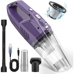 Handheld Vacuum Cordless,Car Vacuum Cleaner Portable Wireless with LED Light Washable HEPA Filter,Low-Noise Lightweight Mini Hand Vacuum Cordless Rechargeable for Car,Office and Home Cleaning