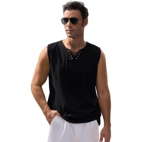 Spooktacular Creations Men Tank Top, Sleeveless Lace-Up Beach Pirate Shirt, Renaissance Shirt, Medieval Tunic