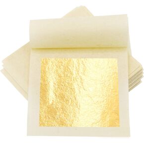 KINNO Edible Gold Leaf Sheets 30 Sheets 1.7" x 1.7" 24K Yellow Real Gold for Makeup, Spa, Crafts, Gilding, Art, Bakery Food and Drink Decorations- Cake, Dessert, Coffee or Wine