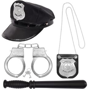 Police Costume Accessories Hat Policeman Badge Cop Handcuffs Swat Police Officer Theme Party Halloween Cosplay