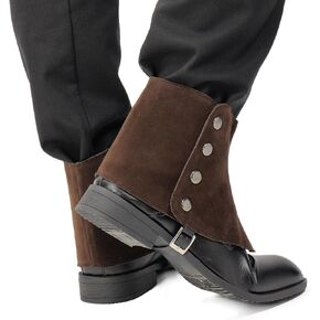 FURPHI Medieval Pirate Boot Covers Renaissance Steampunk Faux Leather Mens Retro Short Gaiters Spats with Rivets
