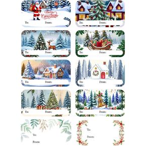 100 PCS Christmas Gift Tags Christmas Stickers Christmas Name Tags Stickers Christmas Decorations for Gift Wrap Gift Bag Holiday Gifts for Women(2.95 x 1.6 Inch)