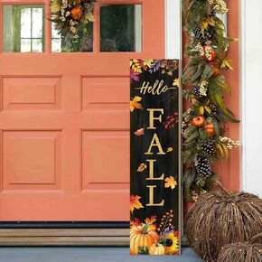 Halloween Front Porch Sign Day of the Dead Wooden Sign Dia De Los Muertos Sugar Skull Welcome Sign, Fall Porch Sign for Front Door Decorations, Lawn Decor Garden Hanging Signs Wall Sign 31.5"H