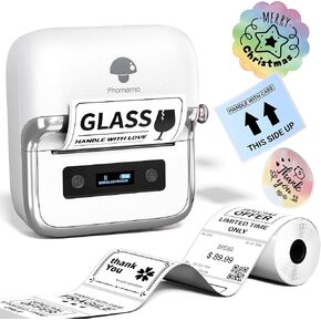 Phomemo M250 Label Maker Machine with Tape, 3 Inch Thermal Label Maker, 2024 Upgrade Portable Barcode Label Printer for Business, Home, Logo Label, Sticker Printer for Phones & PC, with 1 Roll Label