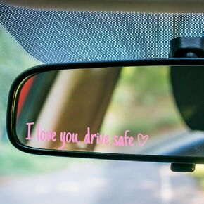 I Love You Drive Safe Sticker 3 Pack Cute Car Decal for Rearview Mirror Window Windshield Bumper, Vinyl Tumbler Decal Sticker, Funny Car Accessories for Girls Women (Black)