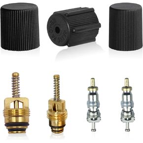 7 PCS Automobile Air Conditioning System Repair Kit, Valve Core Sealing Cap Anti-leakage Accessories Replacement, Air Conditioning Pipeline Valve Core Seat, Universal for Cars (Black)