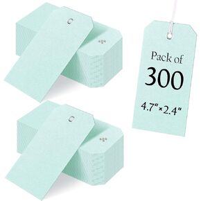 300 Pcs Paper Tag with Elastic String 4 3/4" X 2 3/8" Blank Shipping Tags with Reinforced Hole Price Tags Hang Tags with String Attached Large Marking Tags Gift Tags for Labeling Christmas (Gold)