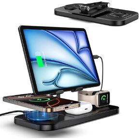 𝐔𝐩𝐠𝐫𝐚𝐝𝐞 Charging Station for Apple Multiple Devices, Wireless Charger for iPhone 15/14 Pro Max, Wired Charger for iPad Charging Station, 4 in 1 Charger Station for Apple iWatch 8, AirP od Pro