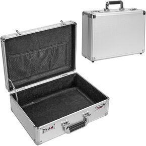 File Organizer Storage Box - 14.2 x 9.8 x 4.5 Inch Medium, Portable Locking Storage Totes with Dual Combination Locks for Cash, Documents & Valuables - Silver