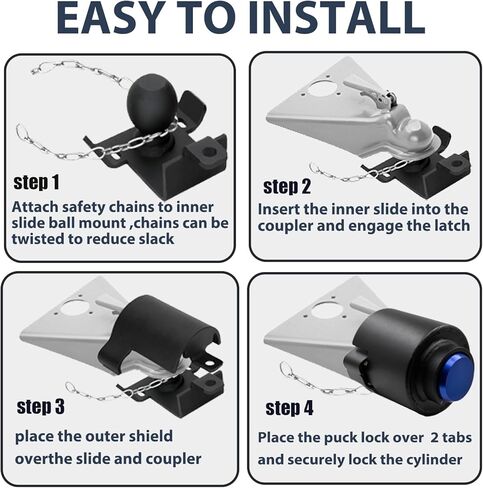 أقفال مقطورة 25/16، لوصلات مقاس 2-5/16 بوصة، قفل وصلة 2516 - قفل مقطورة عالي التحمل - يؤمن سلاسل الأمان، يتميز بقفل داخلي، وحماية المقطورة الخاصة بك، والمال، والسلامة الشخصية in Kuwait