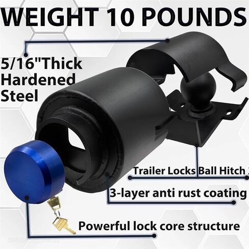 أقفال مقطورة 25/16، لوصلات مقاس 2-5/16 بوصة، قفل وصلة 2516 - قفل مقطورة عالي التحمل - يؤمن سلاسل الأمان، يتميز بقفل داخلي، وحماية المقطورة الخاصة بك، والمال، والسلامة الشخصية in Kuwait