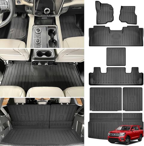 سجادة شحن مع سجادة ظهر المقعد تناسب 2018-2024 Ford Expedition/Lincoln Navigator (ليست نماذج Max أو L)، سجادة صندوق السيارة TPE لـ 2024 Ford Expedition/Lincoln Navigator in Saudi Arabia