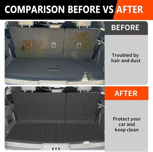 powoq Trunk Mat Compatible with 2018-2024 Ford Expedition/Lincoln Navigator 3rd Backrest Mat Replacement for 2018-2024 Ford Expedition Accessories(Trunk Mat+3rd Row Backrest Mat) in Kuwait